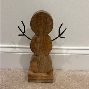 Wooden Snowman Decor with Black Arms